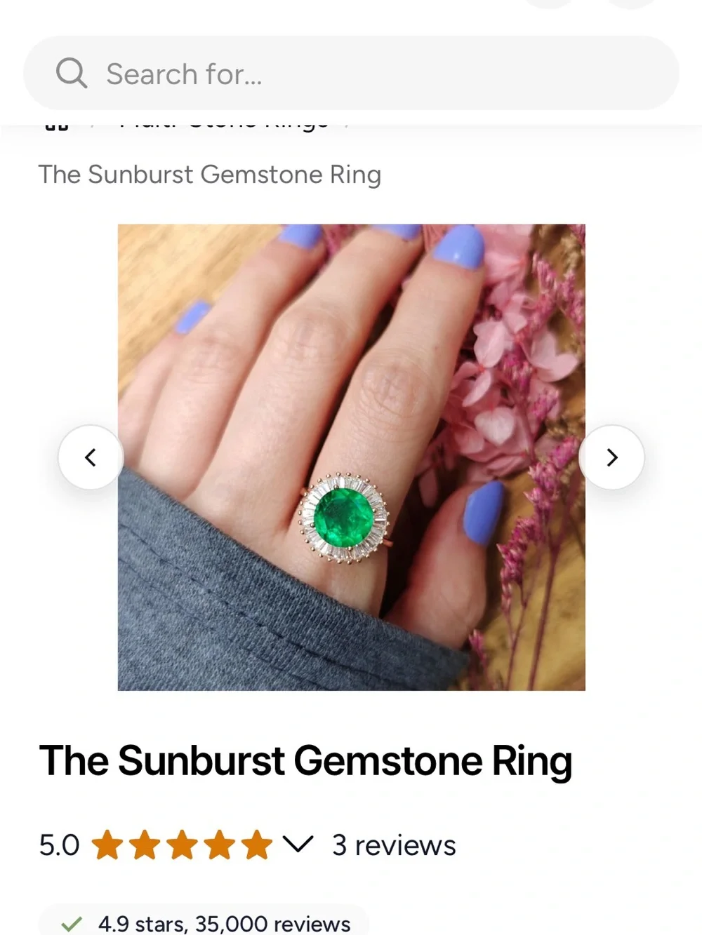 Emerald Ring Sterling Silver
